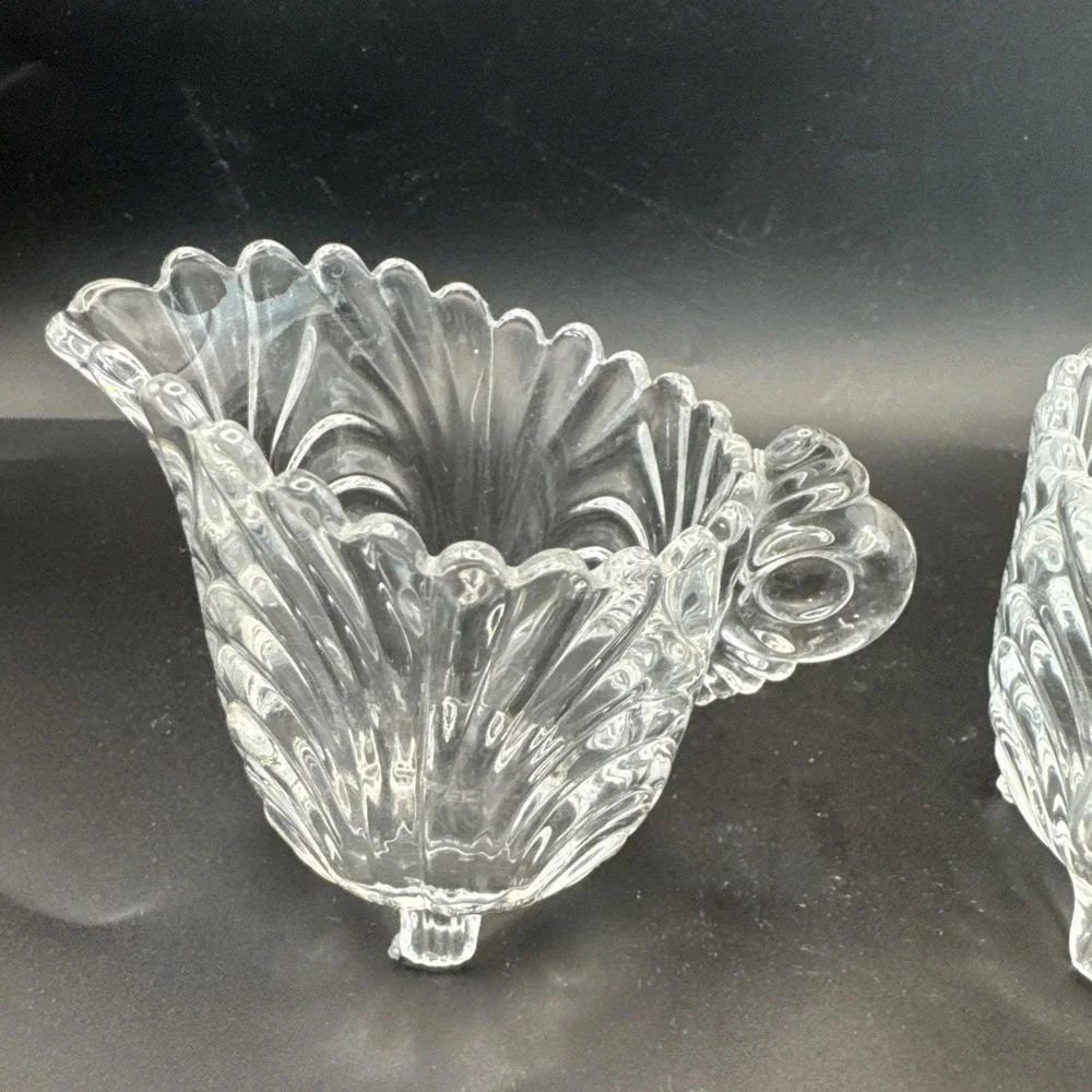 Vintage Cambridge Caprice Pattern‎ SCA Glass Footed Cream and Sugar Set